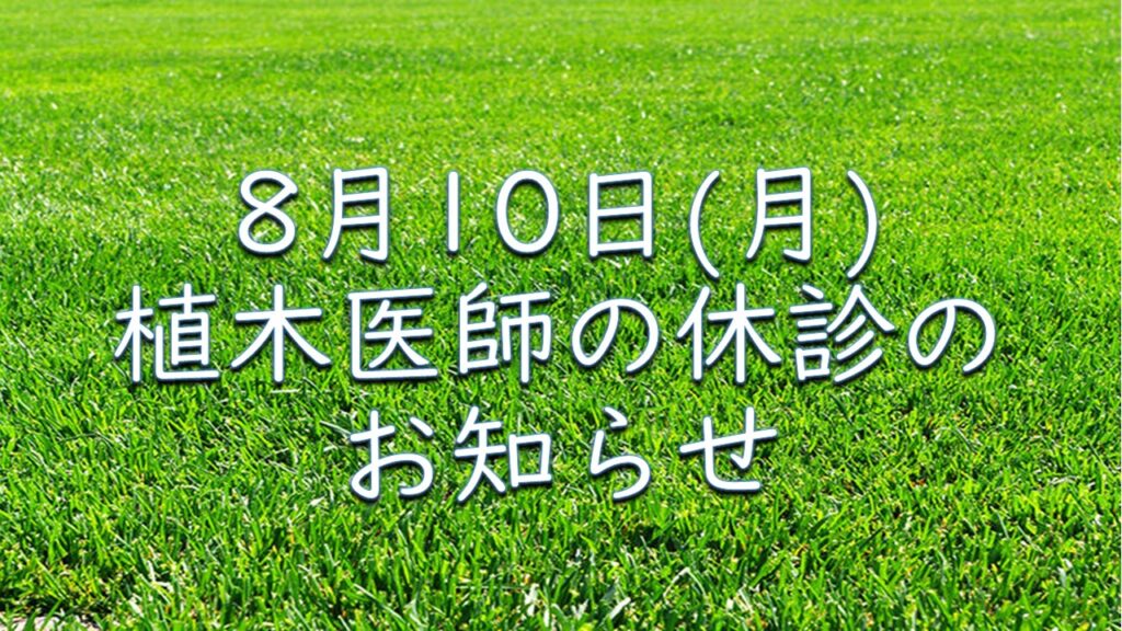 8月10日（月）　植木医師休診のお知らせ