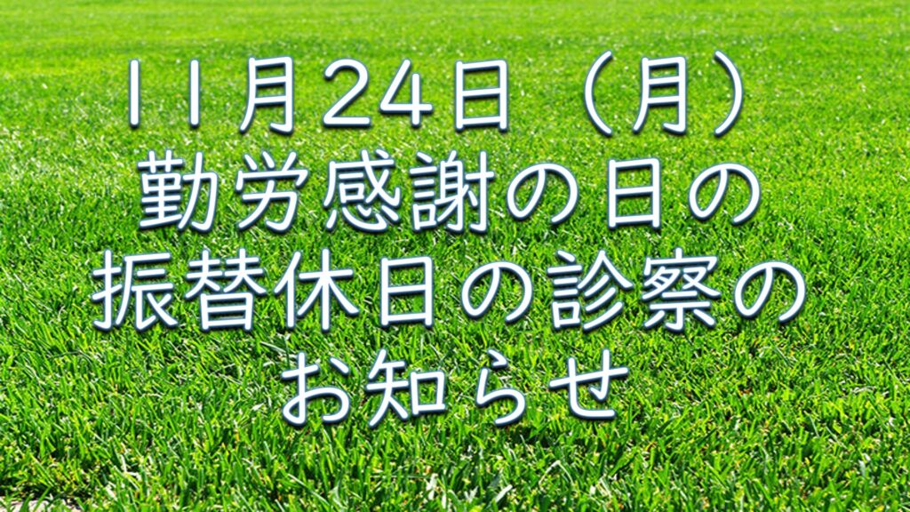 １１月２４日（月）勤労感謝の日の振替休日の診療お知らせ