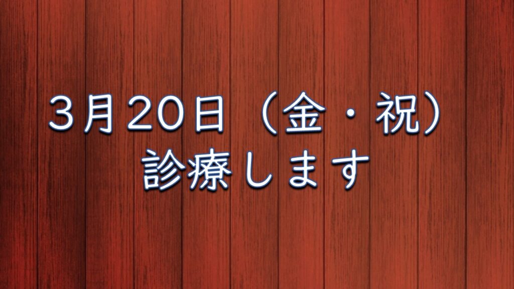 3月20日（金・祝）の診察