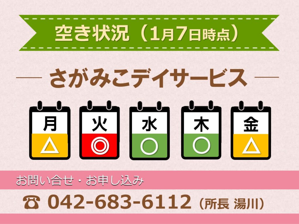 さがみこデイサービス空き状況