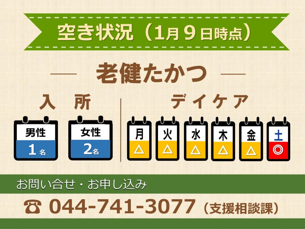 老健たかつ空床状況