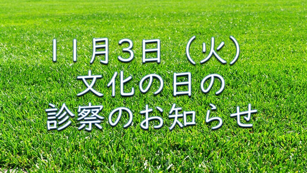 11月3日（火）　文化の日の診療のお知らせ