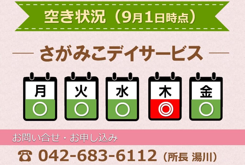 さがみこデイサービス空き状況